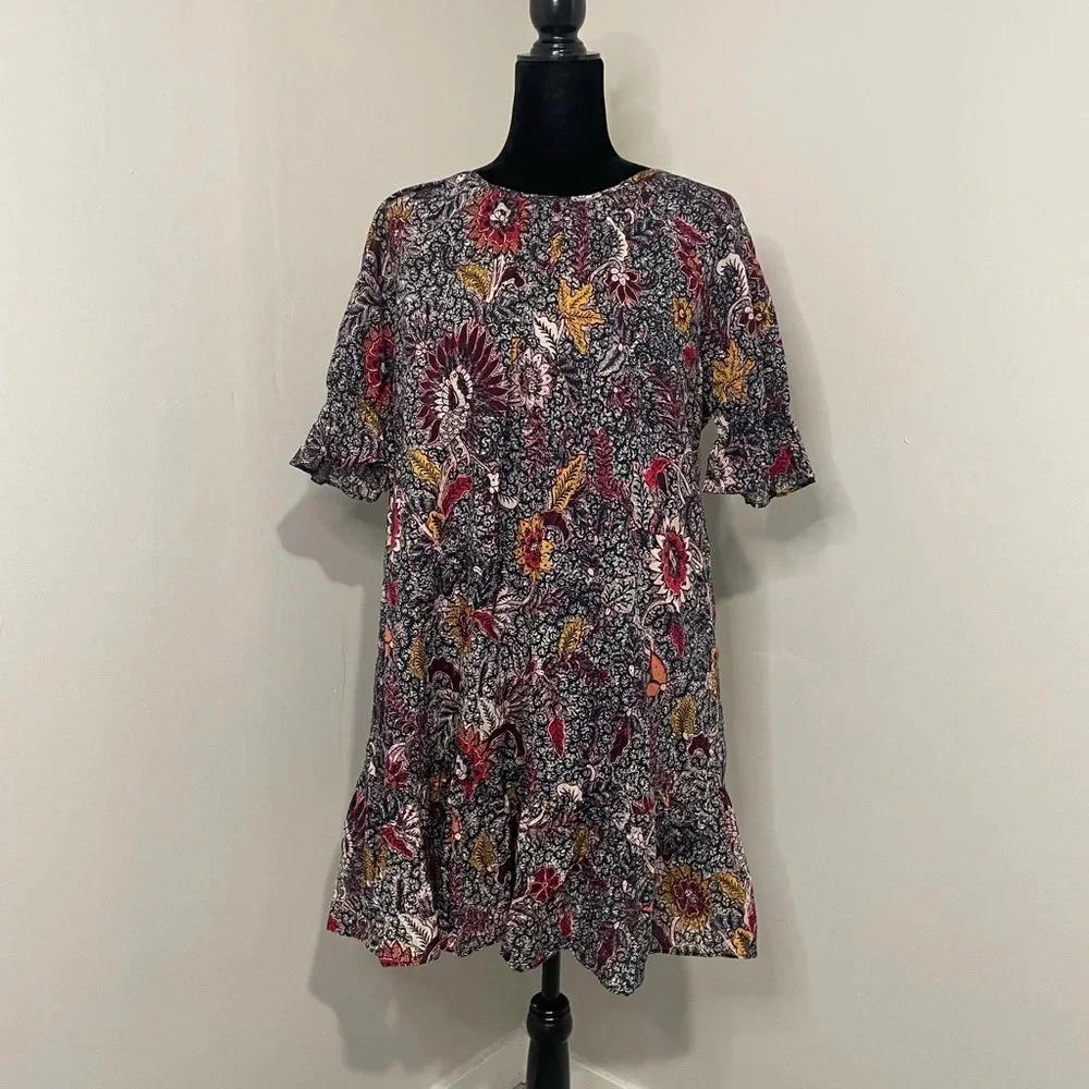 Madewell Ruffle-Sleeve Popover Mini Dress in Bali Blooms